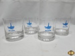 Jogo de 3 copos de whisky com logo da Brasdril em cristal Hering. Medindo 8cm de diâmetro x 9cm de altura.