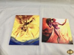 Lote de 2 azulejos decorativos com pintura de divindades da umbanda. Medindo o maior 25cm x 20cm.