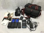 Filmadora Compact VHS videomovie GR-AX7, com acessórios, manual e 2 fitas JVC TC-30 EHG. Produto não testado.