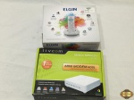 Lote composto de mini modem ADSL e telefone sem fio Elgin. Produtos na caixa original, não testados.