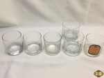 Lote de 6 copos de whisky em vidro, modelos e tamanhos diversos.