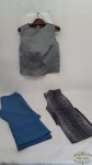 Lote 3 Peças Sendo 1 Bluza Cinza Chumbo, Calça Azul P, Calça com Brilho  Coton Tam 38