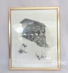 Gravura   emoldurada com vidro ,  alpes Suiços  Zermatt. Medida: 31x25(sem moldura). assianda Hans Lutz  42/55