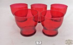 5 copos de suco  em vidro vermelho