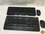 Lote de 2 teclados e mouses da Microsoft sem fio, sendo um Wireless keyboard 800 e Wireless Desktop 3000. Ambos sem receptor.