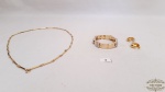 Lote 3 Peças Bijuterias, cordao , brinco e pulseira.Medidas: cordão 34cm comprimento , pulseira 6,5cm diâmetro.