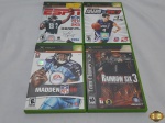 Lote composto de 4 jogos de Xbox, composto de Rainbow Six 3, Madden NFL 08, ESPN NFL 2k5 e NCAA 2k7.