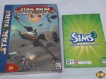 Lote de 2 jogos para pc, composto de The sims 3 edição de colecionador e Star Wars Rogue Squadron 3D.