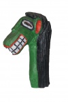 ESCULTURA CARRANCA em madeira entalhada na cor verde /preto  altura  : 32  cm
