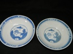 Dois bolws em porcelana chinesa com desenho central medindo 20 x 6 cm E 2 bolws em porcelana chinesa na cor verde medindo 7 x 8 cm