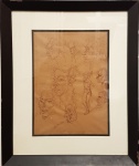 HENRIQUE CAVALLEIRO (1892  1975).  Estudo de figuras Femininas. Desenho a sanguínea, 30 x 21 cm. Assinado e datado embaixo à direita: H. Cavalleiro / 1955. Medida da moldura 46 x 38 cm. Marcas do tempo.