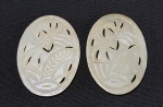 Par de placas em JADE chinês ideais para confecção de joalheria. Med. 6 x 4.5 cm.