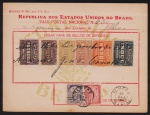 Brasil 1925 - Vale Postal no valor de 376$ réis com selos de depósito e selos para o porte de correio! Carimbo de Ilhéus.