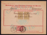 Brasil 1925 - Vale Postal no valor de 100$ réis com selos de depósito e selos para o porte de correio! Carimbo de Ilhéus.