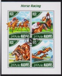 Maldives 2014 - Bloco filatélico alusivo ao  tema corrida de cavalos!