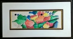 Aldemir martins - Tema flores assinado e datado 1998 - Medidas totais: 70 x 38 cm / medida da pintura: 52 x 20 cm . Obs: Com documento do artista.