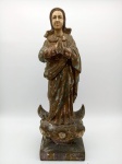 Imagem em madeira de Nossa Senhora da Conceição - Peça com resquícios de policromia .Possui desgastes do tempo - Medida: 42 cm - Arte Sacra