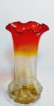 Vaso bulbo estilo art deco em vidro murano âmbar com nuances avermelhadas, diam: 13cm alt: 26cm