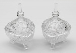 Par de bombonieres estilo Luiz XV, em demi cristal lapidado em espirais, alt. 19cm.