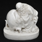 Escultura chinesa em resina branca representando "Senhor da magnanimidade e da generosidade humana" Med: 24 x 14 x 27cm - Século XIX