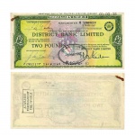 MP132 - Traveller`s Cheque - 2 Pounds - 1967 - District Bank Limited
