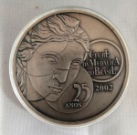 MP452 - Medalha dos 25 Anos do Clube da Medalha do Brasil -  CLUBE DA MEDALHA DO BRASIL -  Bronze/Prateado - peso 55,00 gramas - Diametro - 50 mm