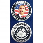 MP063 - Moeda Republica da Liberia - 5 Dollars - Niquel - 2009 - Presidente Barack  Obama
