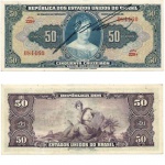 AV3541  - Cédula Brasil - 50 Cruzeiros  - Autografada - Brasil - C024 - 1943 -  FE - Valor Catalogo - R$ 920,00