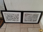 2 serigrafias preto e branco emolduradas. Medindo a moldura 39cm x 31cm.