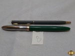 Lote de caneta esferográfica e caneta tinteiro Sheaffer em aço com verde. Necessitam de carga.