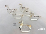 6 Argolas Guardanapos Orma De Cisne Metal Prateado .medida 5 cm x 4 cm