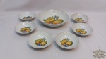 Jogo de 7 peças  saladeira e cumbucas em porcelana, schmidt .Medidas: maior 24cm diametro menor 14cm de diametro. Marcado: schmi