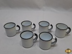 Jogo de 6 xícaras de café em Ágata branca e preto.