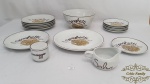 Jogo para Massas com 16 Peças em Porcelana . Medidas:6  prato pão 19cm de diametro , 6 prato Rasos 25cm diametro , 1 prato Servir 30cm diametro, 1 Travessa 12cm altura e 24cm de diametro , 1 Molheira e 1  Porta queijos 7cm de altura .
