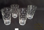 4 Copos para Agua / Suco em Cristal  Translucido com desenho de Bolas Fosqueadas .Medidas: 13cm de altura, 8 cm de diametro