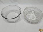 Lote de 2 bowls em vidro temperado moldado. Medindo o maior 21,5cm de diâmetro x 10cm de altura.
