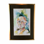 Lilian Valladares - Aquarela assinada e datada 1976. Moldura em madeira com folhas de Ouro. Dimensões: 60 cm x 43 cm.