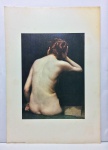 Oscar Pereira da Silva "Dorso de Mulher" 1893. Antiga Reprodução de alta qualidade em papel texturizado. Med total. 46 cm x 32 cm. Apresenta manchas do tempo. Em 1897, fundou o Núcleo Artístico, que, mais tarde, se transforma na Escola de Belas Artes, onde deu aulas. Entre 1903 e 1911, trabalhou na decoração do Theatro Municipal de São Paulo, elaborando três murais: O Teatro na Grécia Antiga, A Dança e A Música.