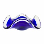 Belíssimo e grandioso centro de mesa em vidro estilo Murano na cor azul Royal. Borda  translúcida e onduladas: Exemplar em perfeito estado. Dimensões: 32 cm diâmetro x 13 cm altura.