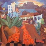 DI CAVALCANTI - "Cena Carioca". Antiga Reprodução de alta qualidade em papel texturizado. Dimensões: 46 cm x 32 cm. Apresenta manchas do tempo. Pintor modernista, desenhista, ilustrador, muralista e caricaturista brasileiro. Sua arte contribuiu significativamente para distinguir a arte brasileira de outros movimentos artísticos de sua época, através de suas reconhecidas cores vibrantes, formas sinuosas e temas tipicamente brasileiros como carnaval, mulatas e tropicalismos em geral.