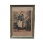 ARTE SACRA - Antiga gravura assinada de Cardeal com inscrição "ST. Charles Borromée" e "prière".  Exemplar emoldurado e envidraçado. Dimensões totais: 40,5 cm x 29,5 cm.