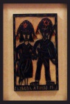 J. Borges - Matriz de xilogravura , Lampião e Maria bonira 15x26cm em caixa de mdf com moldura