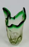 Vaso de cristal murano nos tons esverdiados rico em formas 20x35cm