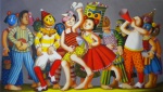 Pedro Souza - Giclê em tela 60x100cm -Bloco de Carnaval com moldura
