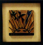 J. Borges - Matriz de xilogravura 15x15cm , pássaro em caixa de MDf com moldura