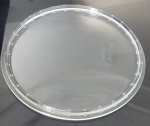 Prato de bolo em vidro liso com detalhes na borda  - Diâmetro:34 cm