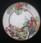 Prato em porcelana decorativo para parede tema Arara -Diâmetro: 29 cm