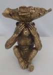 Castiçal de Macaco decorativo em resina envelhecido fino acabamento Medidas 12x14 cm