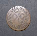 moeda de Portugal, X reis de 1747 data rara, estimada R$ 80,00