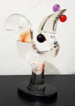 ALDEMIR MARTINS, Galo Rosa - Escultura em acrílico - 14x21x6 cm - Peça Assinada